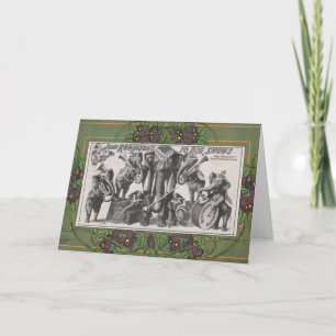 Carte Affiche De Cirque D'Éléphants Jouant D'Instruments