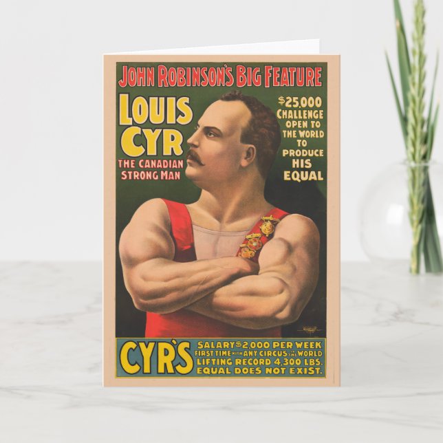 Carte Affiche De Cirque Montrant Louis Cyr Aux Armoiries (Devant)