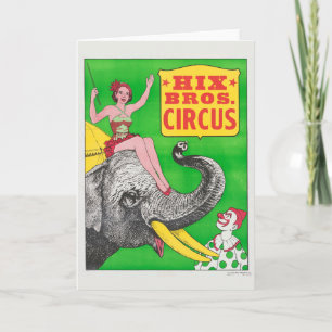 Carte Affiche De Cirque Montrant Une Femme Et Un Éléphan