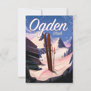Carte affiche de ski d'Ogden, Utah