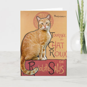 Carte Affiche de style vintage français Chat orange