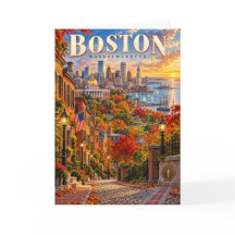 Affiche de voyage d'automne à Boston Massachusetts