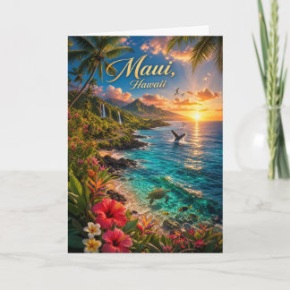 Carte Affiche de voyage de la côte tropicale de Maui Haw