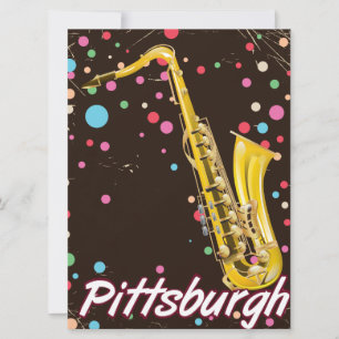 Carte Affiche de voyage du Saxophone de Pittsburgh.