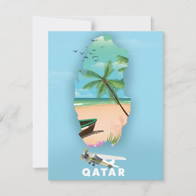 Carte Affiche de voyage illustrée du Qatar (Devant)