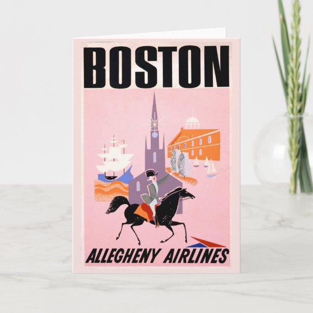 Carte Affiche De Voyage Pour Allegheny Airlines À Boston (Devant)