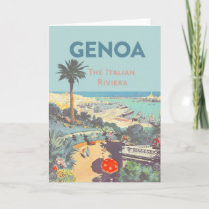 Carte Affiche de voyage vintage de Gênes, Riviera italie