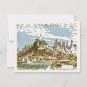 Carte Affiche de voyage vintage de la baie de San Franci