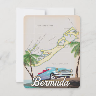 Carte Affiche de voyage vintage des Bermudes