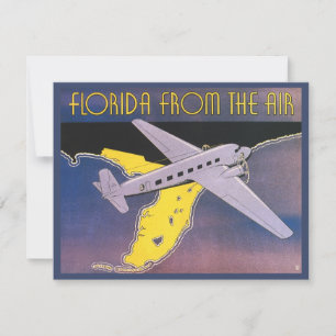 Carte Affiche de voyage vintage, Floride vue du ciel en 