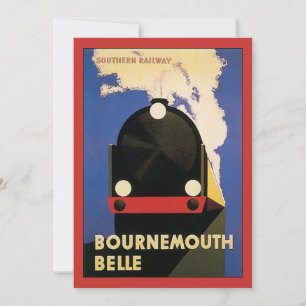 Carte Affiche de voyage vintage, train Bournemouth Belle