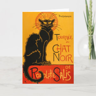 Carte Affiche vintage Halloween Chat noir Steinlen