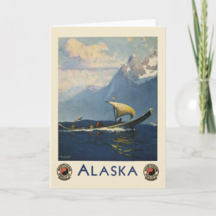 Carte Affiche Vintage voyage pour l'Alaska Pacifique Nor