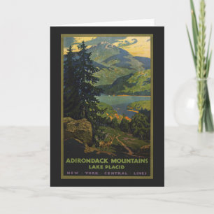Carte Affiche Vintage voyage Pour Les Montagnes Adironda