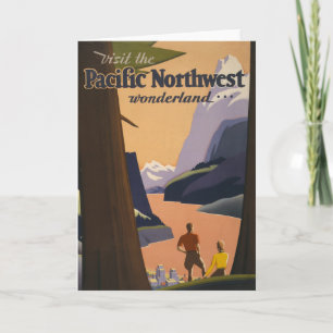 Carte Affiche Vintage voyage Vue Montagne