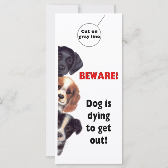 Carte Affichette de porte Signal d'avertissement Chien P (Devant)
