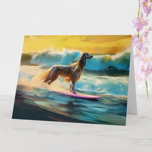 Carte Afghan Hound Beach Surf Peinture (Orchidée)
