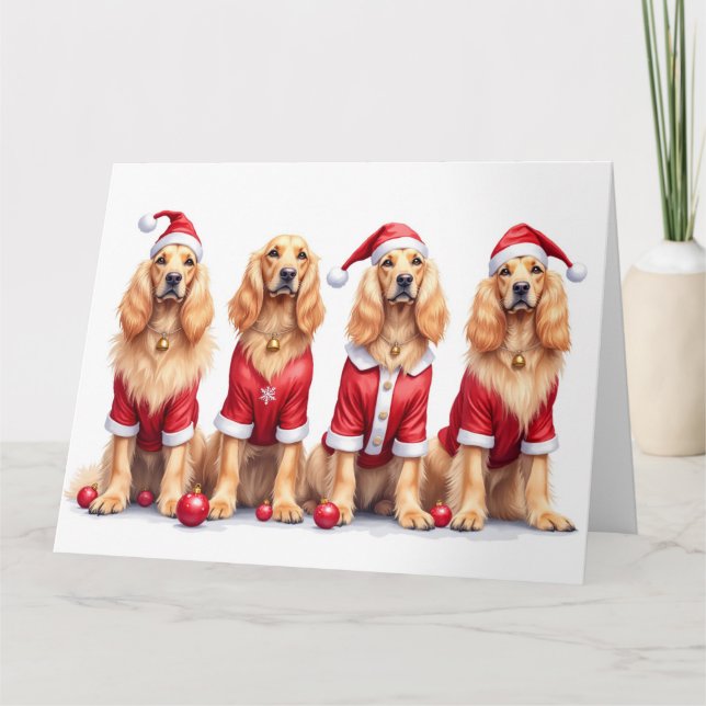 Carte Afghan Hound Christmas Dress Santa Hat (Devant)