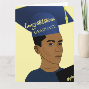 Carte Africain-Américain Noir Homme Jaune Grad Diplômé C