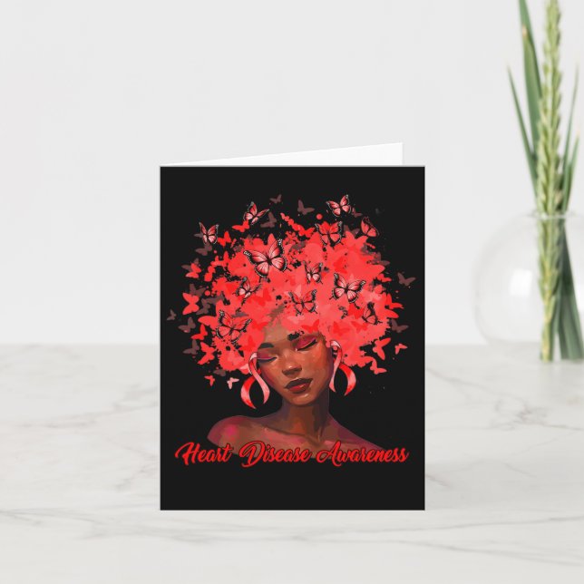 Carte Africaine Butterfly Ribbon Red Heart Dise (Devant)