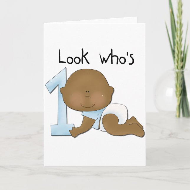 Carte African American Boy 1st Birthday Tshirts and Gift (Devant)