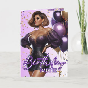 Carte African American Curvy Woman Purple Glam Anniversa