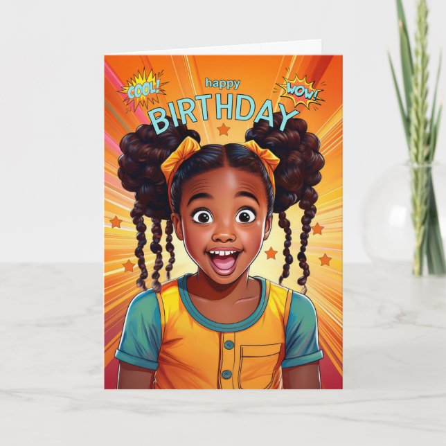Carte African American Girl Pop Art Style Anniversaire (Devant)