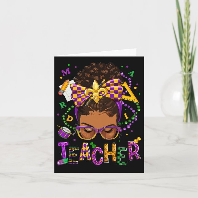 Carte African American Messy Bun Mardi Gras Nouvelle-Orl (Devant)