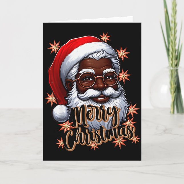 Carte African American Santa Christmas Pajama Black X-ma (Devant)