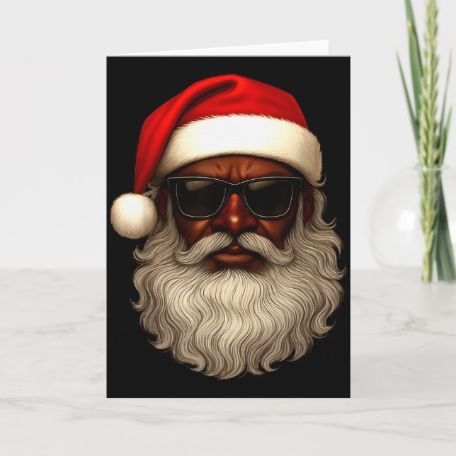 Carte African American Santa Christmas Pajama Cool Black (Devant)
