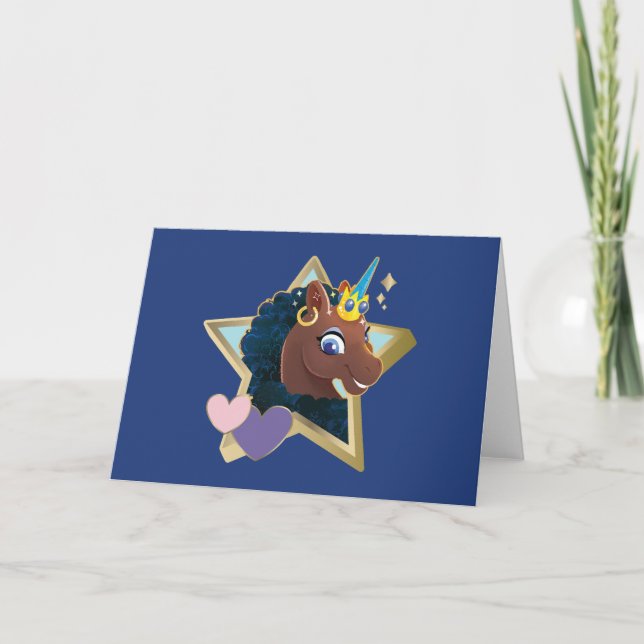Carte Afro Unicorn étoile magique (Devant)