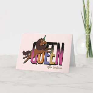 Carte Afro Unicorn Queen Design