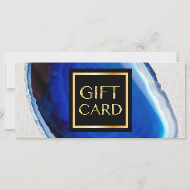 Carte Agate Bleu Luxe Pierre Certificats Cadeaux Moderne (Devant)