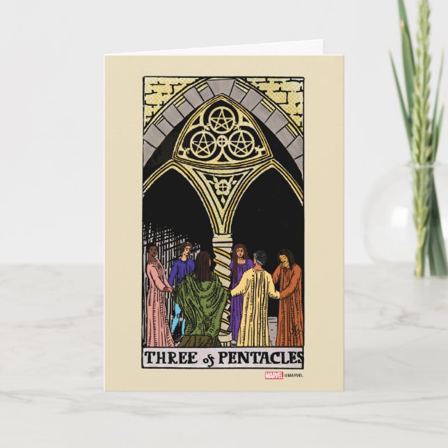 Carte Agatha | Trois de Pentacles Tarot Graphisme (Devant)