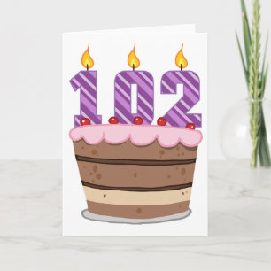 Carte Âge 102 sur le gâteau d'anniversaire