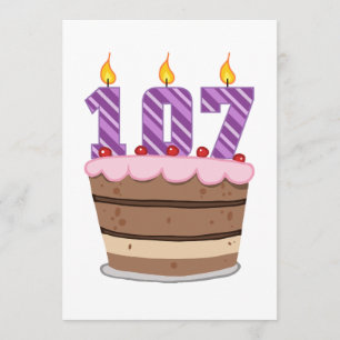 Carte Âge 107 sur le gâteau d'anniversaire