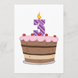 Carte Âge 3 sur le gâteau d'anniversaire