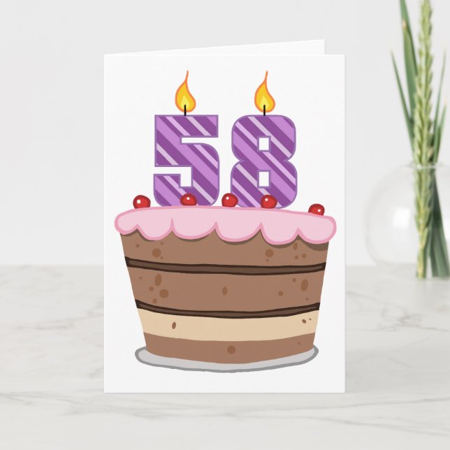 Carte Âge 58 sur le gâteau d'anniversaire (Devant)