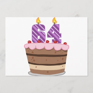Carte Âge 64 sur le gâteau d'anniversaire