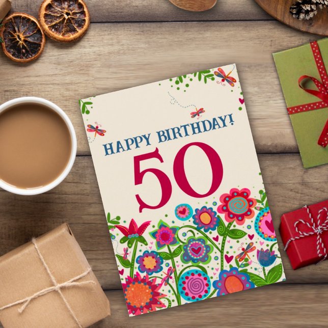 Carte Âge customisé Floral Amusants Anniversaire Inspiri (Créateur téléchargé)