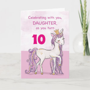 Carte Âge Personnalisé Fille Anniversaire Cheval Rose Av