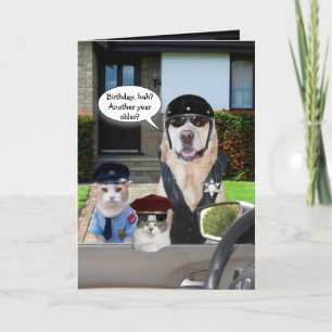 Carte Agent de laboratoire et de chat amusant Anniversai
