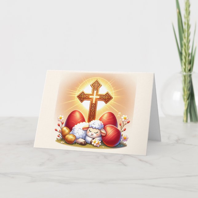 Carte Agneau dormant Orthodoxe Pâques (Devant)