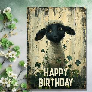 Carte Agneau mignon et Shamrock chanceux Irlandais Joyeu