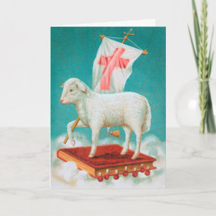 Carte Agneau pascal chrétien / Agnus Dei Joyeux Pâques