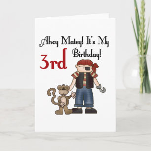 Carte Ahoy Matey Pirate 3ème Anniversaire Tshirts et cad
