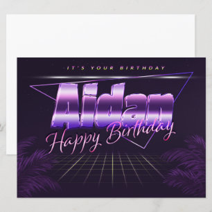 Carte Aidan Name Prénom lila retro