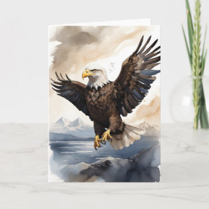 Carte Aigle à tête blanche volant haut au-dessus de la m