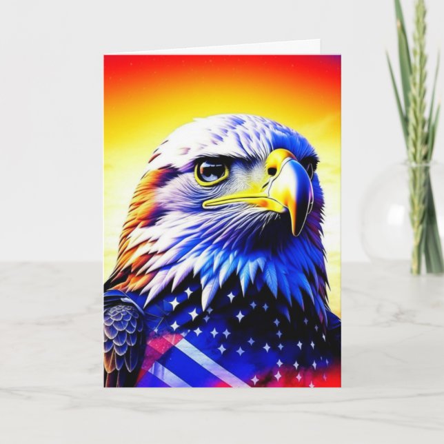 Carte Aigle patriotique et drapeau américain vierge (Devant)