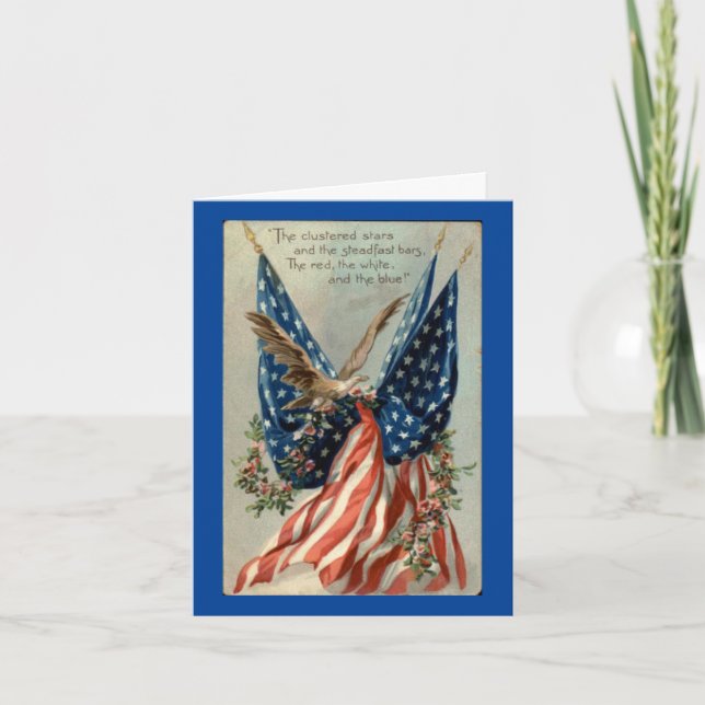 Carte Aigle vintage avec drapeau (Devant)